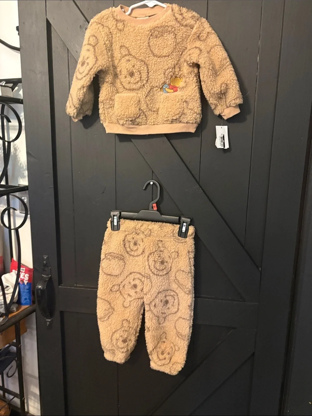 Disney Kids Beige Teddy Sherpa Matching Set Sweatshirt & Pants